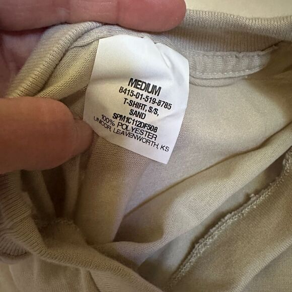 Unisex Military Sand Colored Basic Short Sleeve T Shirt - Picture 5 of 6